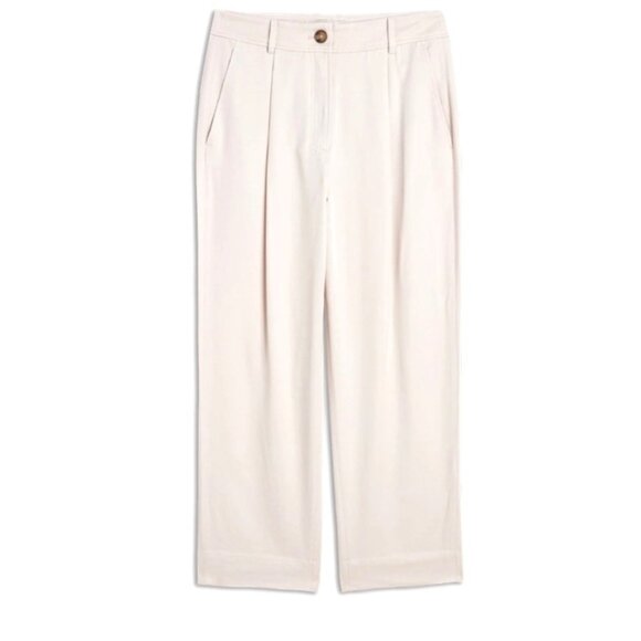 The Reset Women's Size M Pleated Trousers R Label Beige Lyocell Cropped Pockets - Picture 10 of 11
